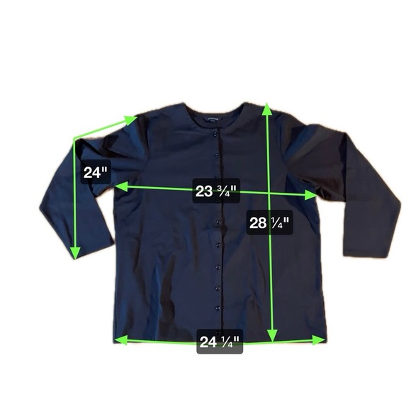 Lands' End Plus Size 16W-18W Black Button-Up Jersey Shirt Round Neck - Picture 6 of 6